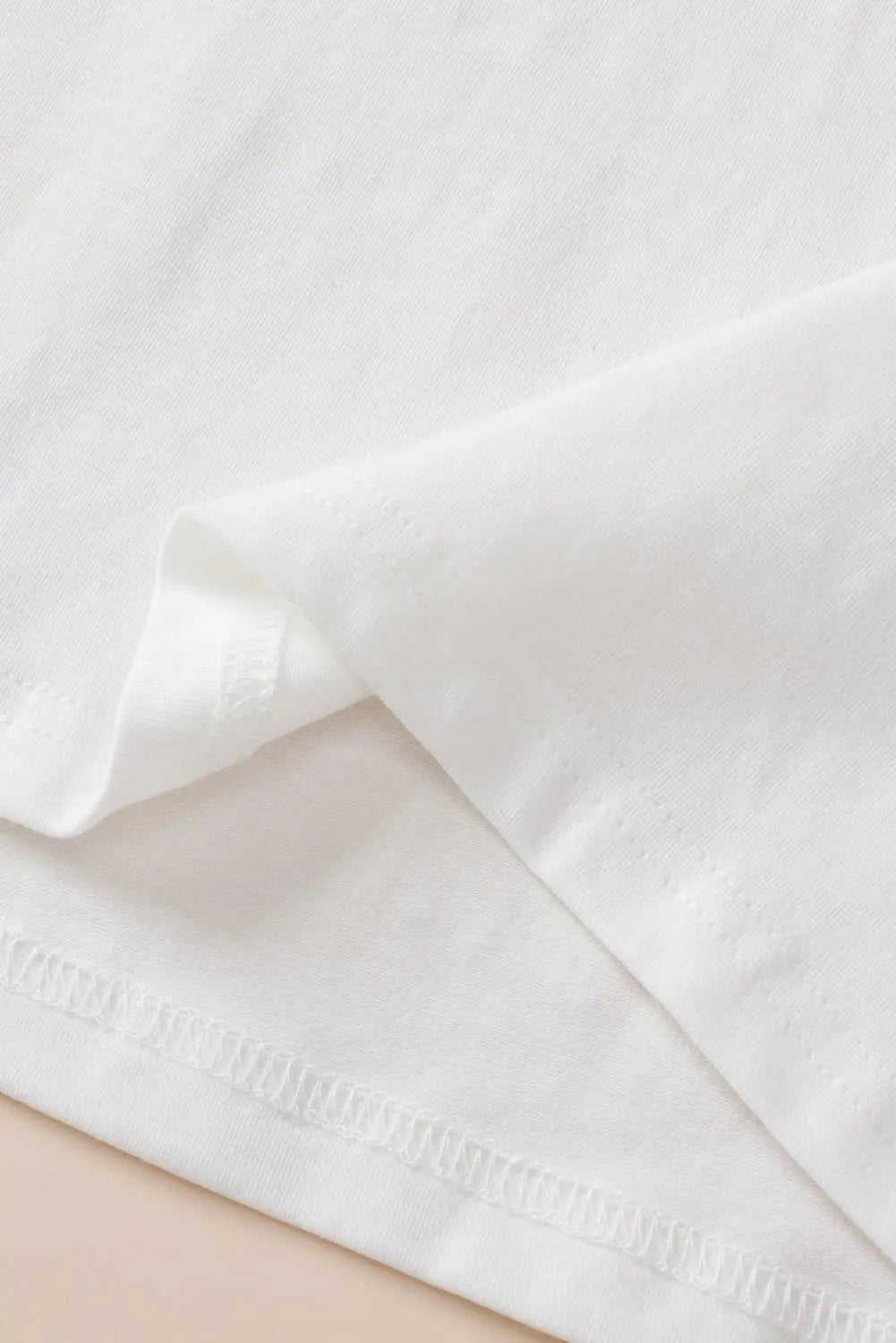 White Colorblock Star Patched Half Sleeve Oversized Tee - Love Salve